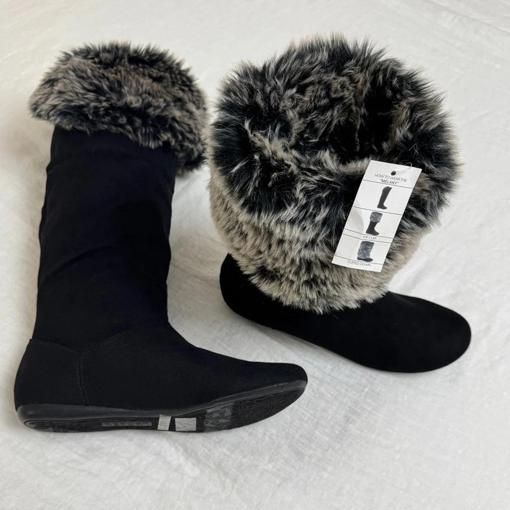 Report Faux Fur Melany Adjustable Boots Size 11 Grunge NWT